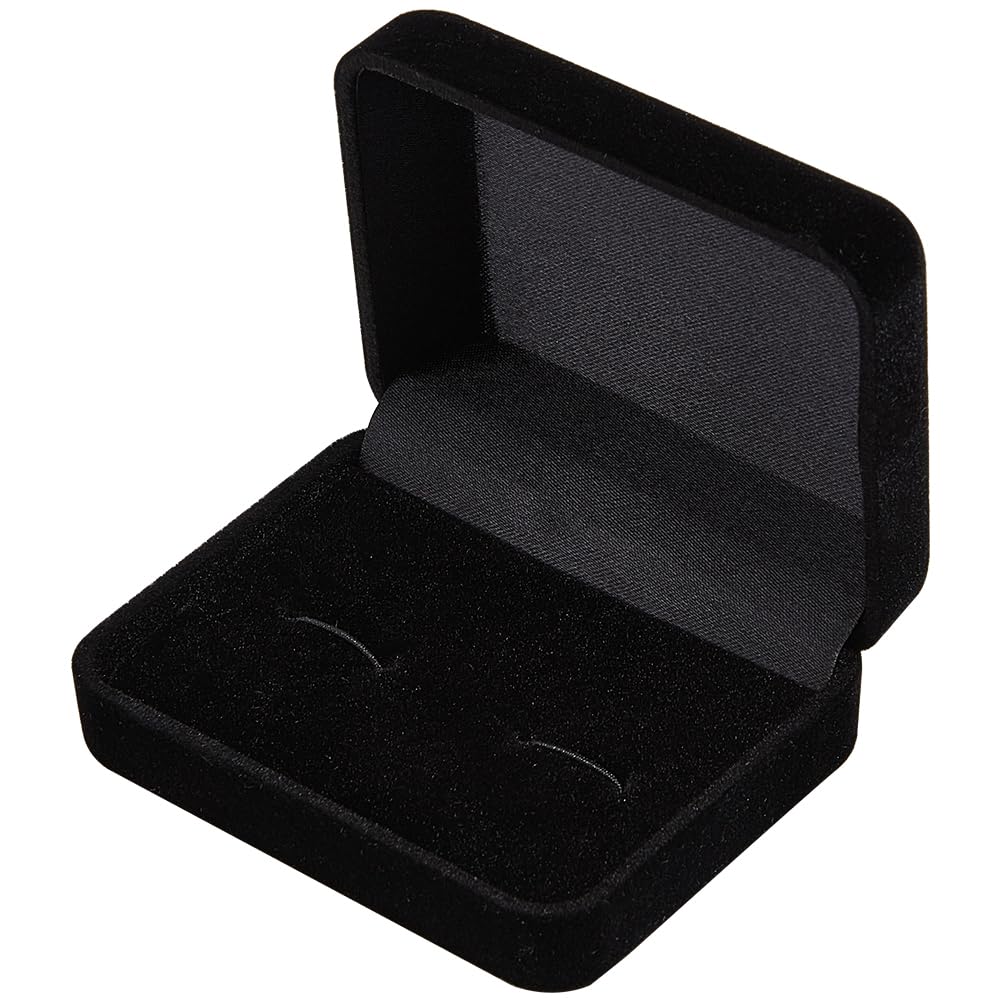 Beebeecraft Plant Velvet Cufflinks Box 3x2.4x1.2 inch 2 Solt Classic Dark Black Portable Cuff Links Storage Box for Men Jewellery Display Travel Holder Packag Case Christmas Father's Day Gift