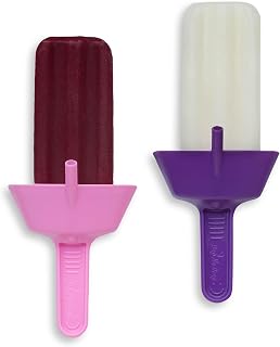 THE ORIGINAL Pop No Drop Popsicle Holder - BPA Free & Dishwasher Safe - Mess-Free Frozen Treats Holder with Straw - No Drip Drop Ice Pop Popsicle Holders for Kids & adults - Pack of 2 PINK & PURPLE