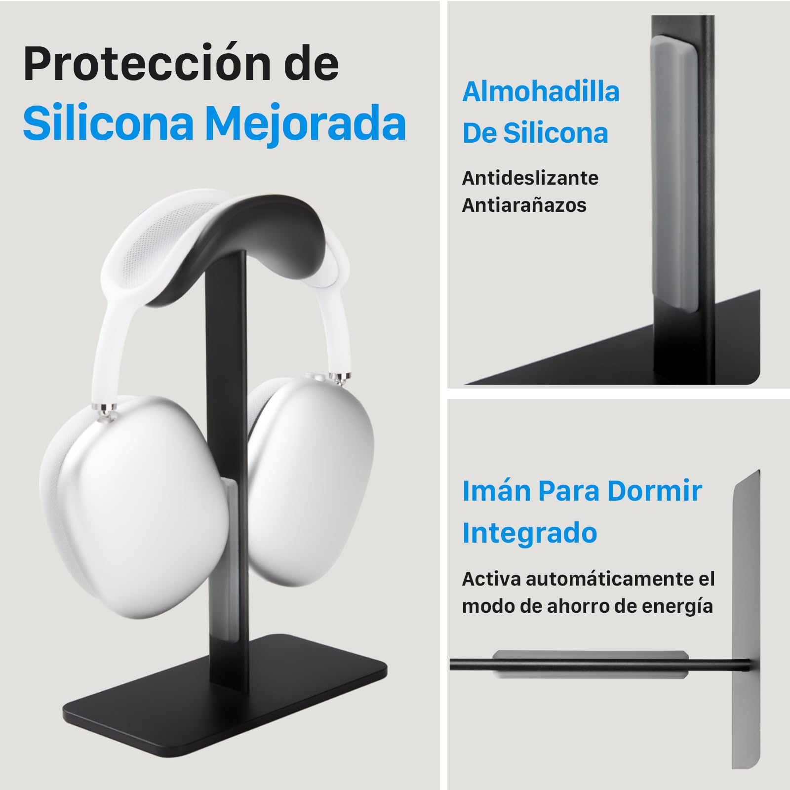 Soporte para AirPods MAX con Modo de suspensión Inteligente – Base de Aluminio Antideslizante, Superficie ABS antiarañazos, Soporte Universal para Auriculares (Negro)