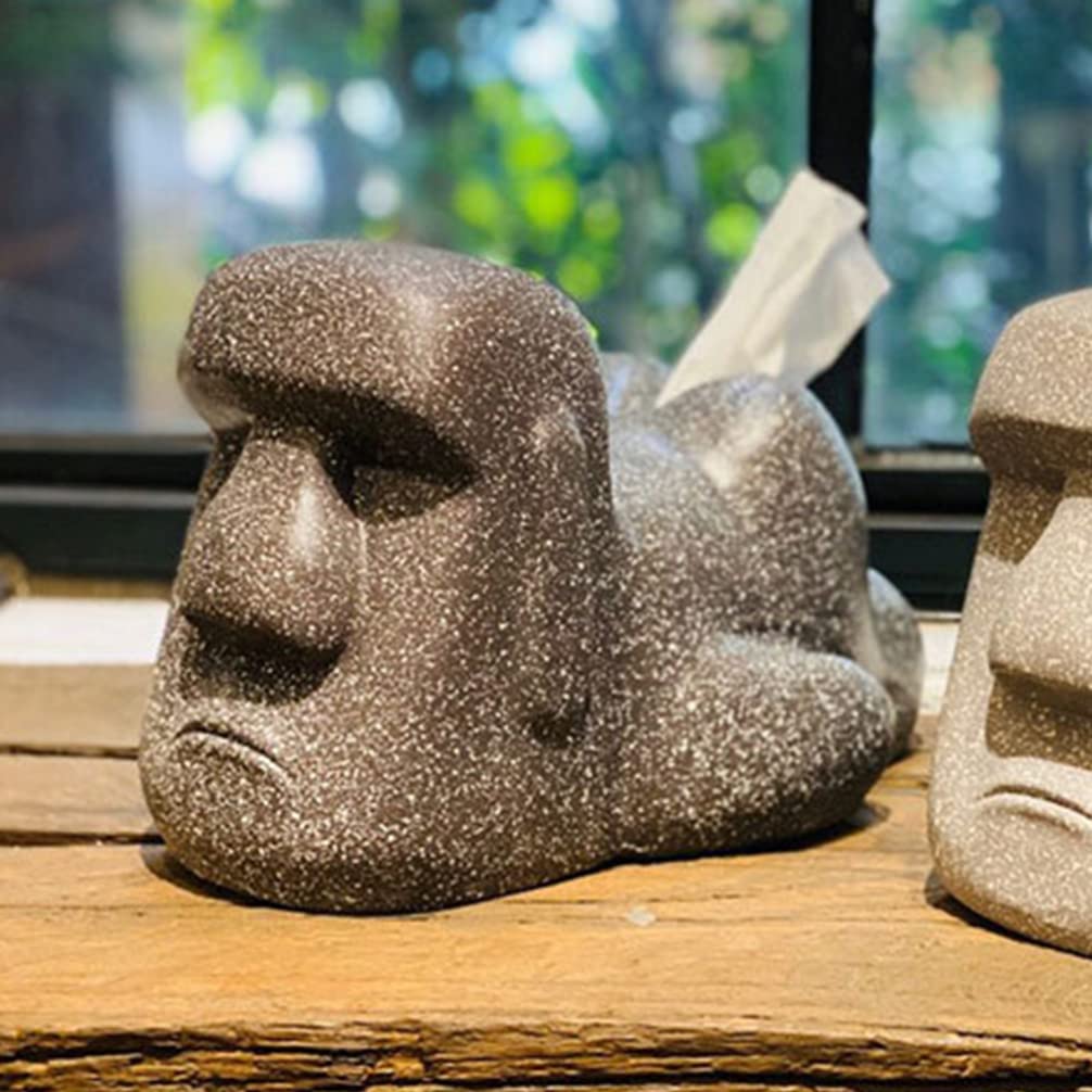 Porta Fazzoletti Moai in Resina Nera Decorativo per Bagno | Design Creativo e Unico, Uso Pratico Quotidiano, per Casa e Ambiente Domestico