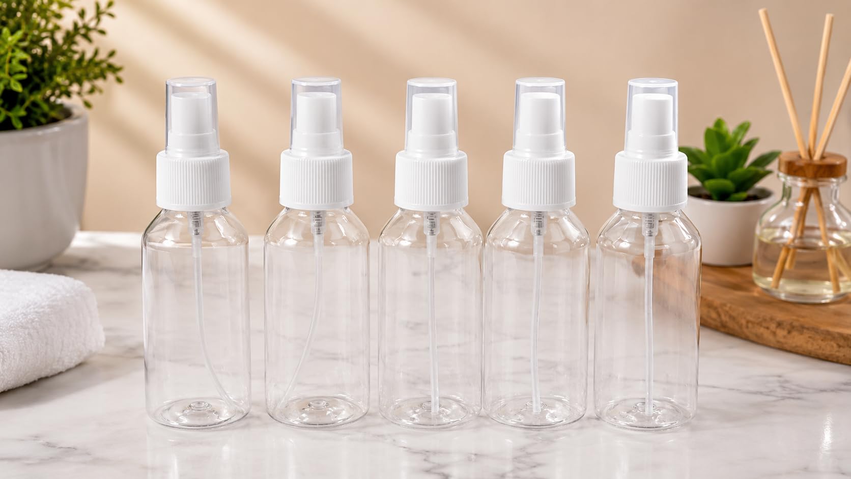 Clear Plastic Fine Mist Spray Bottles, 5 Pack | Travel Size, Refillable Design, Fine Mist Nozzle, Multipurpose Use, Transparent Body-image-21