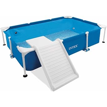 Intex Rectangular Detachable Pet Pool, 229 x 152 x 46 cm, Filter Type H, Skimmer, Cover, Resistant Materials, Dog Pool, Detac