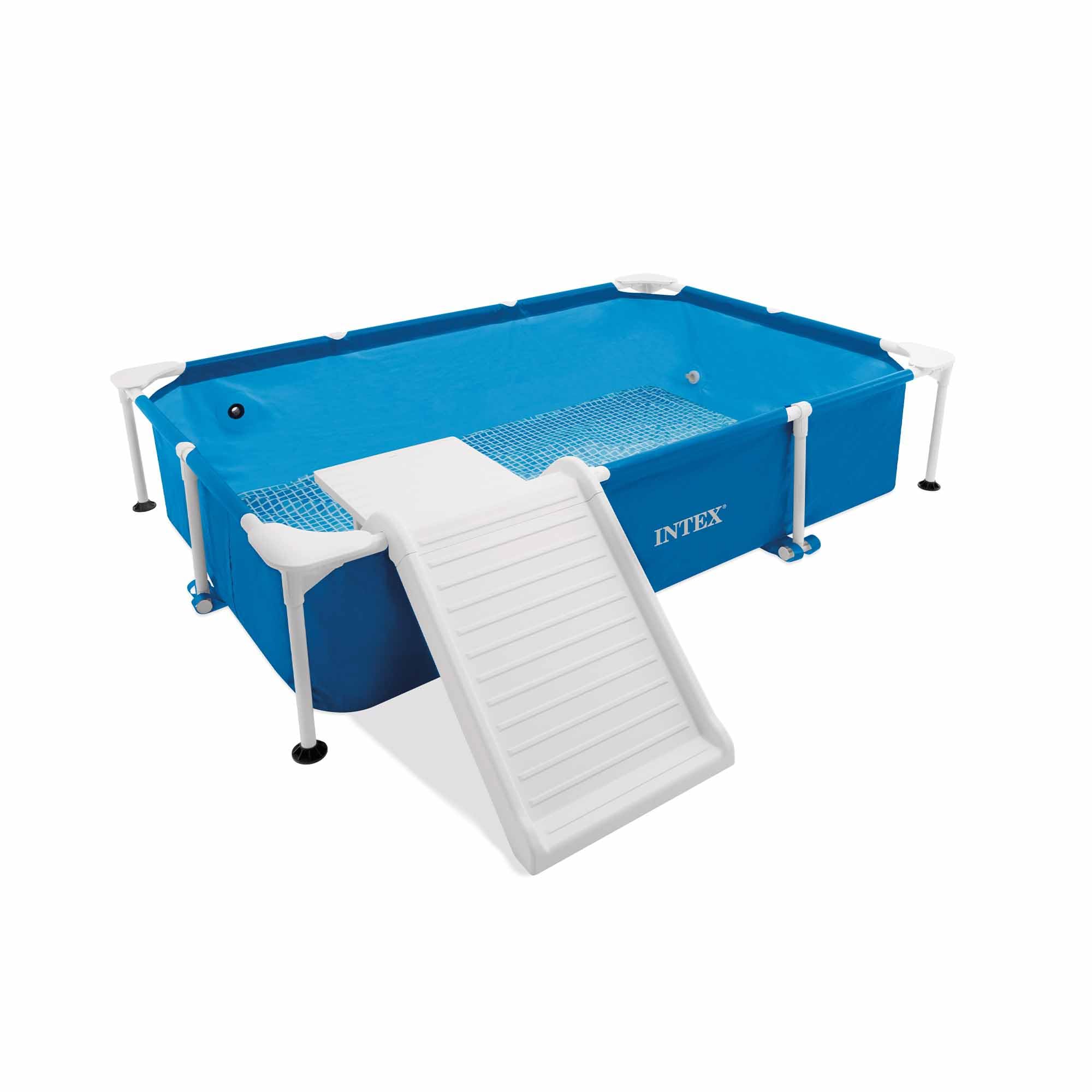 Intex Piscina Desmontable Rectangular para Mascotas, 229x152x46 cm, Depuradora incluida, Filtro Tipo H, Skimmer, Cobertor, Materiales Resistentes, Piscina Perros, Piscinas Desmontables (55286)