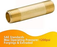 Vista 2 de Legines Accesorio de Tubería de Latón Niple Largo, 1/4" NPT Macho x 1/4" NPT Macho Extensor Conector Recto, 1-1/2" Longitud 1200psi (Paquete de 5)