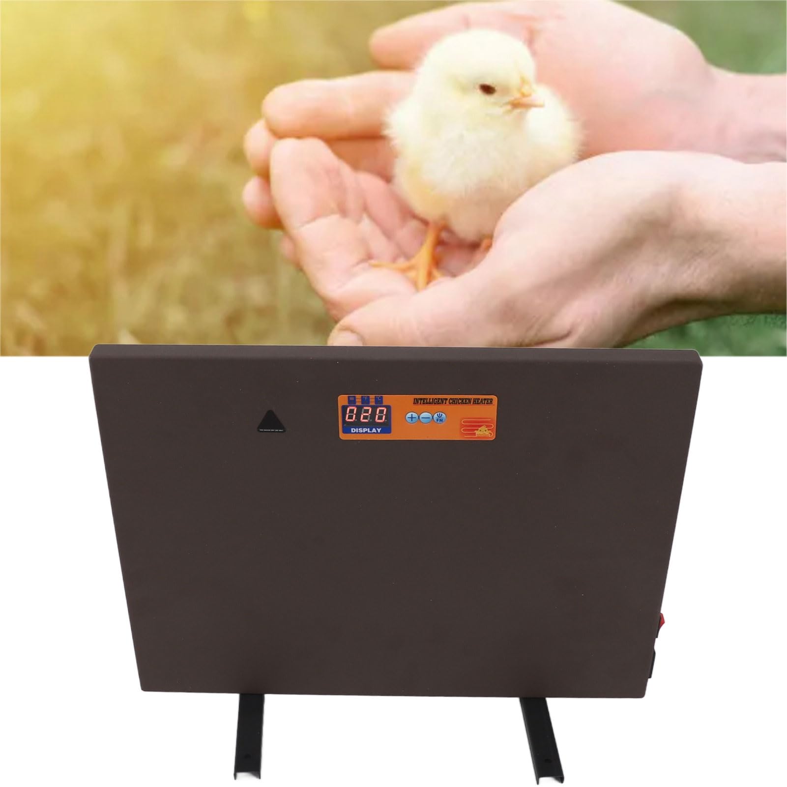 Brauner Hühnerstall Heizung mit manueller Steuerung, 150 W, mit 4 Modi Digitalanzeige, Timer-Funktion, halten Sie Ihren Hühnerstall warm und sicher