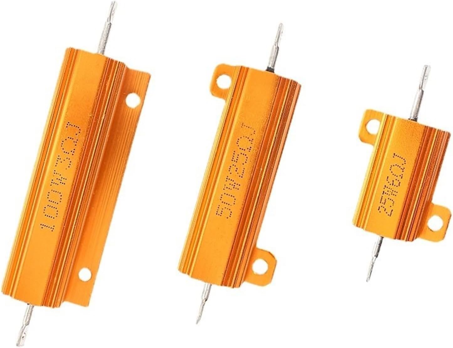 2PCS 10W 25W 50W 100W Load Resistor Aluminum Power Metal Shell Case Wirewound Resistor 0.1~10K Ohm 10 200 500 1K 10K Resistance(100W-1R)