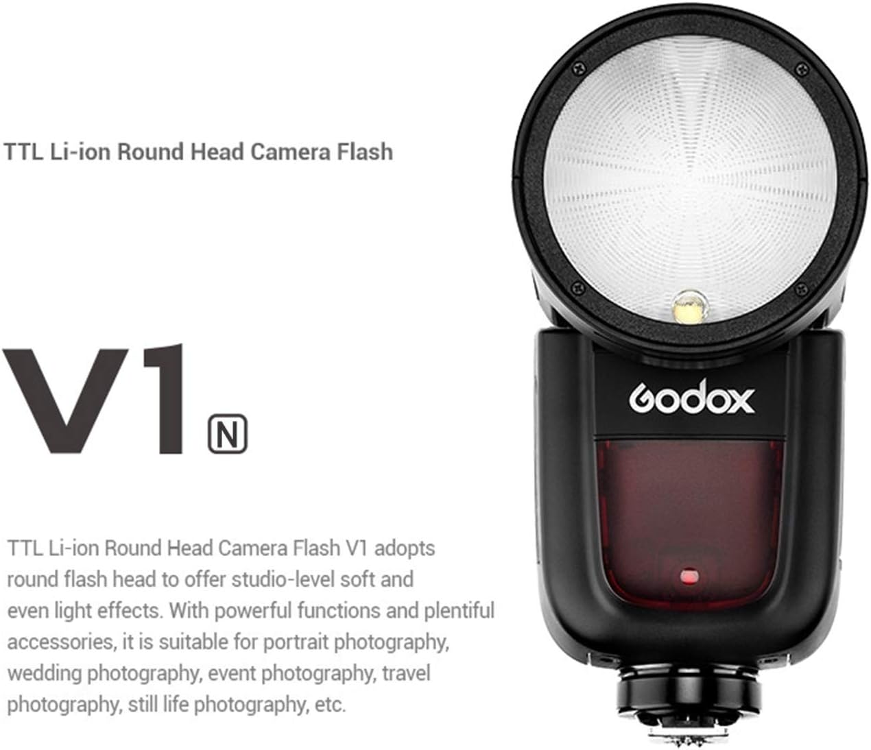 70% оƒƒ Evеrуthіng Godox V1-N TTL Round Head Flash Speedlite 1/8000s HSS, 1.5 sec. Recycle Time, 2600mAh Lithium Battery, 10 Level LED Modeling Lamp with AK-R1 Round Head Accessories for Nikon