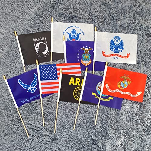 Lovevc Military Flag Set Small Mini Army Armed Forces Hand Held Flags On Wooden Stick For Memorial Day,Veterans Day,5X8 Inch,20 Pack #TOP5
