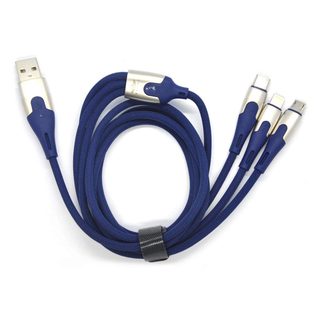 BRAVE 3 IN 1 Fast Charging Micro USB A Type C Cable Zinc Alloy Housing Braided Nylon Unbreakable Quick Charge Data Transfer 3.5A Max QC3.0A Supports 1.2M Length