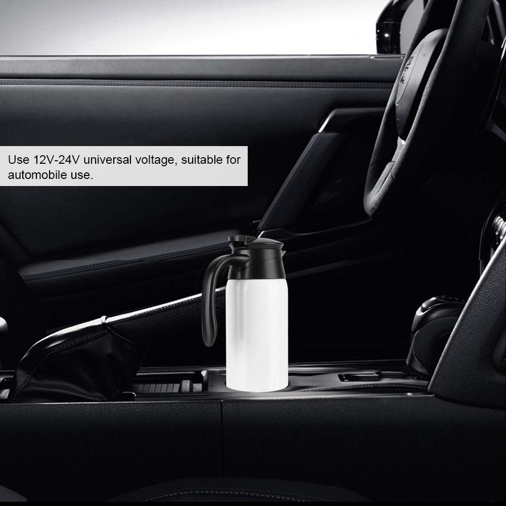Bollitore Elettrico Accendisigari Portatile 12V 24V Auto 800Ml Bollitore Ad Alta capacità Bollitore per Acqua Bollitore per Veicoli Bollire per Bollitore per Automobile (White)