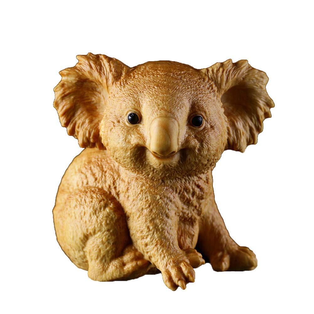 YNIYUJKL Feng Shui Ornaments Boxwood Koala Statue,Wood Chinese Decor Figurine,Home And Office Sculpture