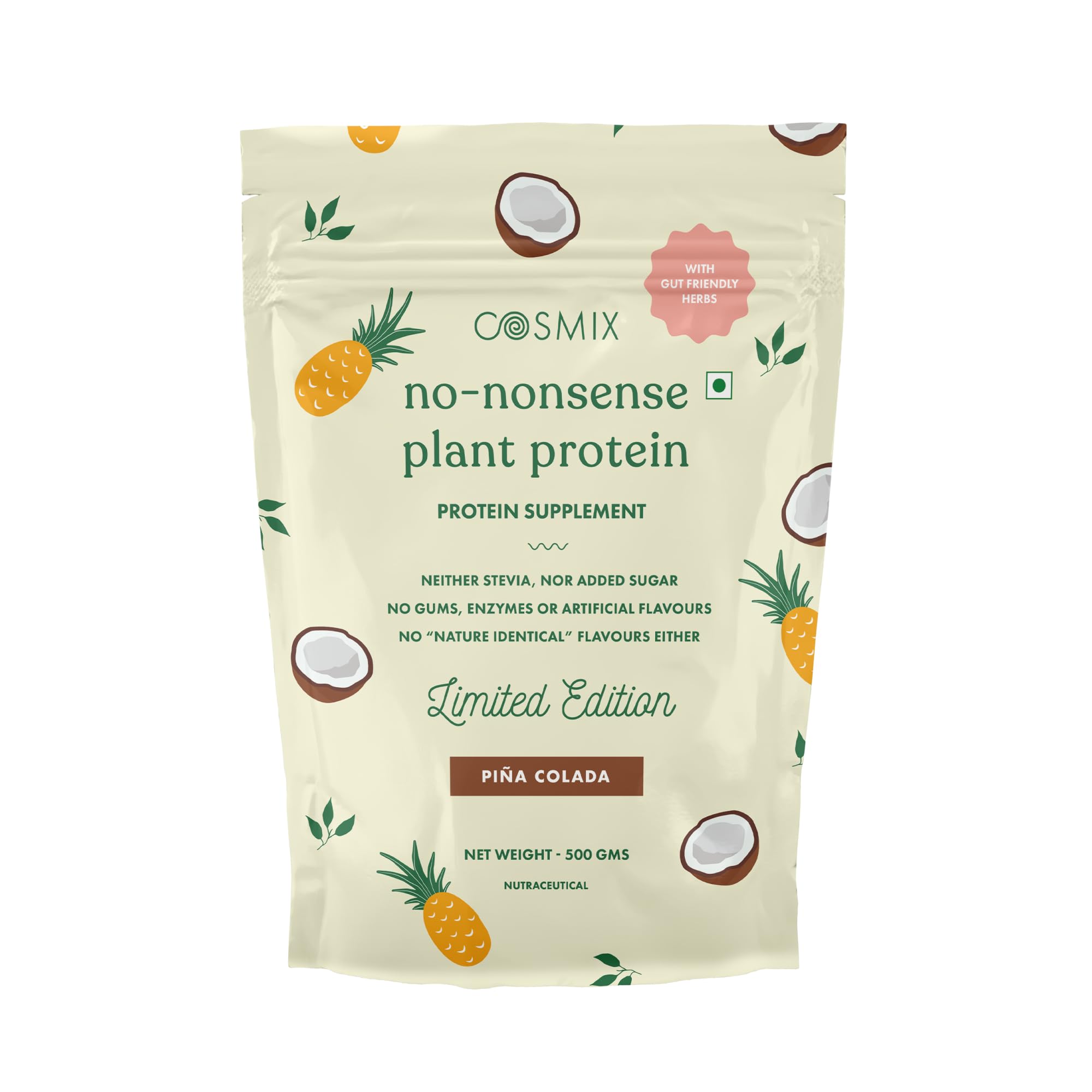 Cosmix No-Nonsense Plant Protein | 23 Protein/Serve, 500g Pouch | Pina Colada | Plant Based Protein, Pea & Rice Isolate | Clean, Easy to Digest | All Essential Amino Acids-image-40