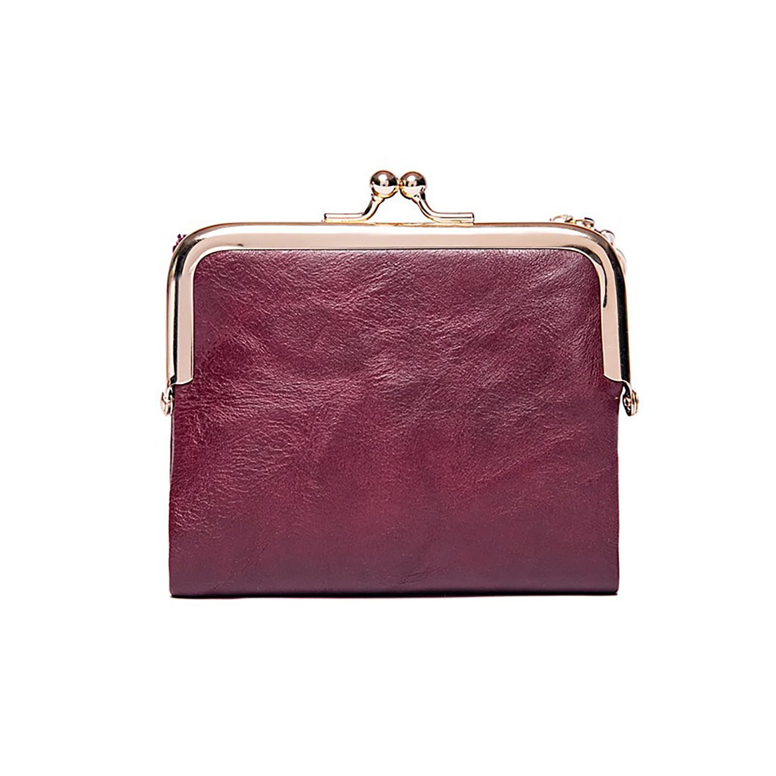 mpeak filters Small Wallet for Women, Bifold Zipper Pocket Wallet Card Case Purse with Kiss Lock (Purple)