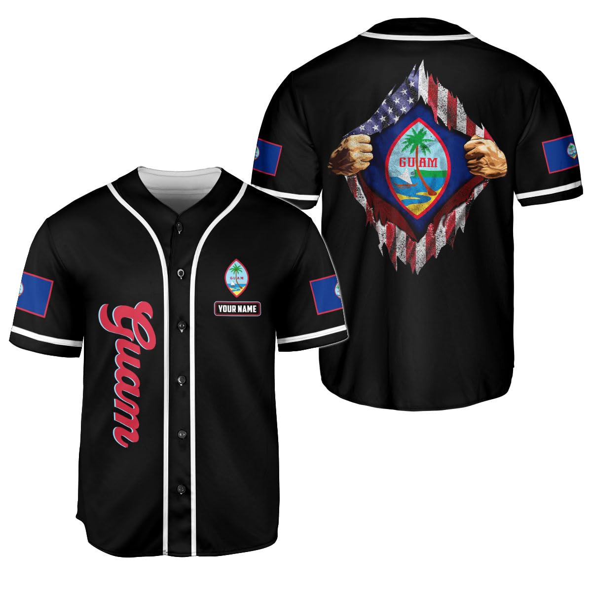 Personalized Guam Baseball Jersey Shirt, Guam Jersey, Guahan Flag Jersey, Guam Islander Pride Jersey for Men & Women