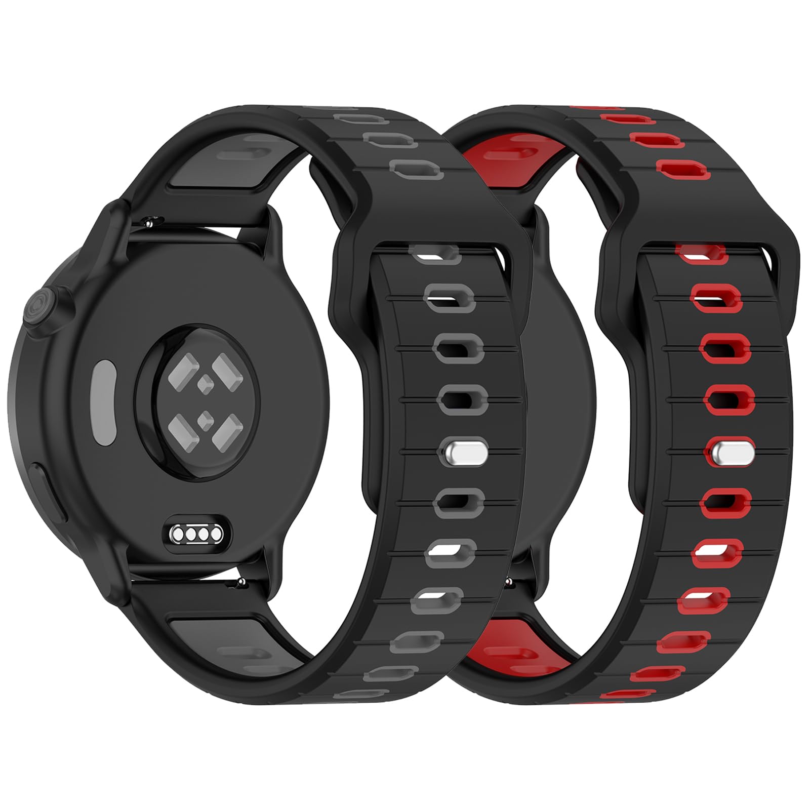 Silicone Strap for Kospet Tank T4/T4C/T3/T3 Ultra/T3 Ultra 2/T2 Watch Band, 22mm Bracelets Watch Band for Kospet Tank M4/M4C/M3/M3 Ultra/M2 Smartwatch Accessories (Black+Red)