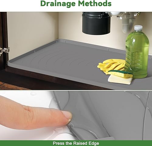 Miniatura 2 de TOOVEM - Tapete impermeable para debajo del fregadero, 34 x 22 pulgadas, de silicona, impermeable, para armarios de cocina, baño, tapete debajo del