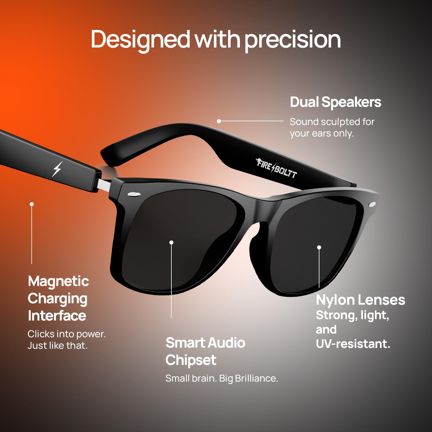 Fire-Boltt Fire-Lens Dune Smart Glasses, Bluetooth Calling & Open-Ear Bluetooth Sunglasses with HD Sound & Smart Audio Touch Controls Voice Assistant (Siri/Alexa/), Fast Charging for Men & Women — Amazon image 18