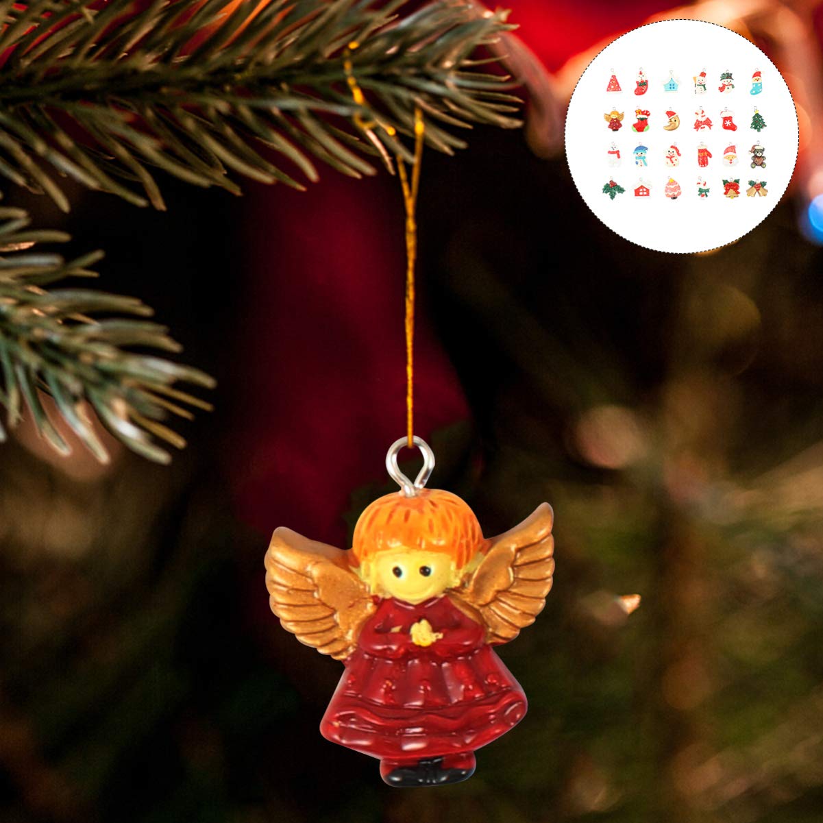 72 Piezas colgante de navidad pequeños adornos para mini árbol pequeños adornos para el árbol de navidad obsequios personalizados presentes personalizados colgante de resina