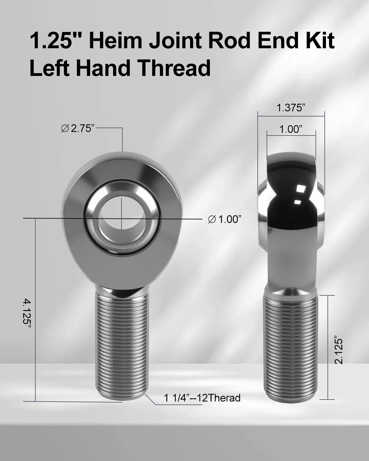 1.25” Heim Joints Rod End Kit, Right Hand Thread 1 1/4” Chromoly Heim Joints Panhard Rod End Kit with Spacer Round Tube Adapters Jam Nuts for Steering Suspension Traction Bars