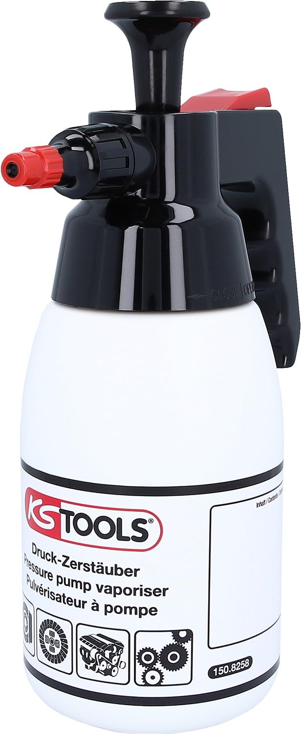 KS Tools 150.8258 Botella de pulverización con bomba para productos limpiadores de frenos, 1 l