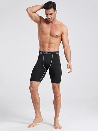 Men's Compression Shorts 4 Pack Lycra Shorts Moisture Wicking Anti Chafing Underwear Base Layer Short Quick Dry Sports Tights Undershorts for Gym Running Workout