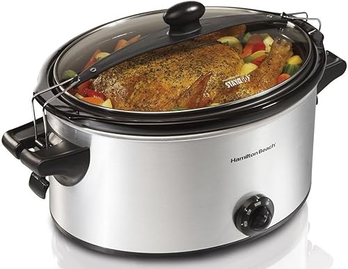 Hamilton Beach marcas 33262stay-or-go olla de cocción lenta (, 6-qt., 1, Plateado