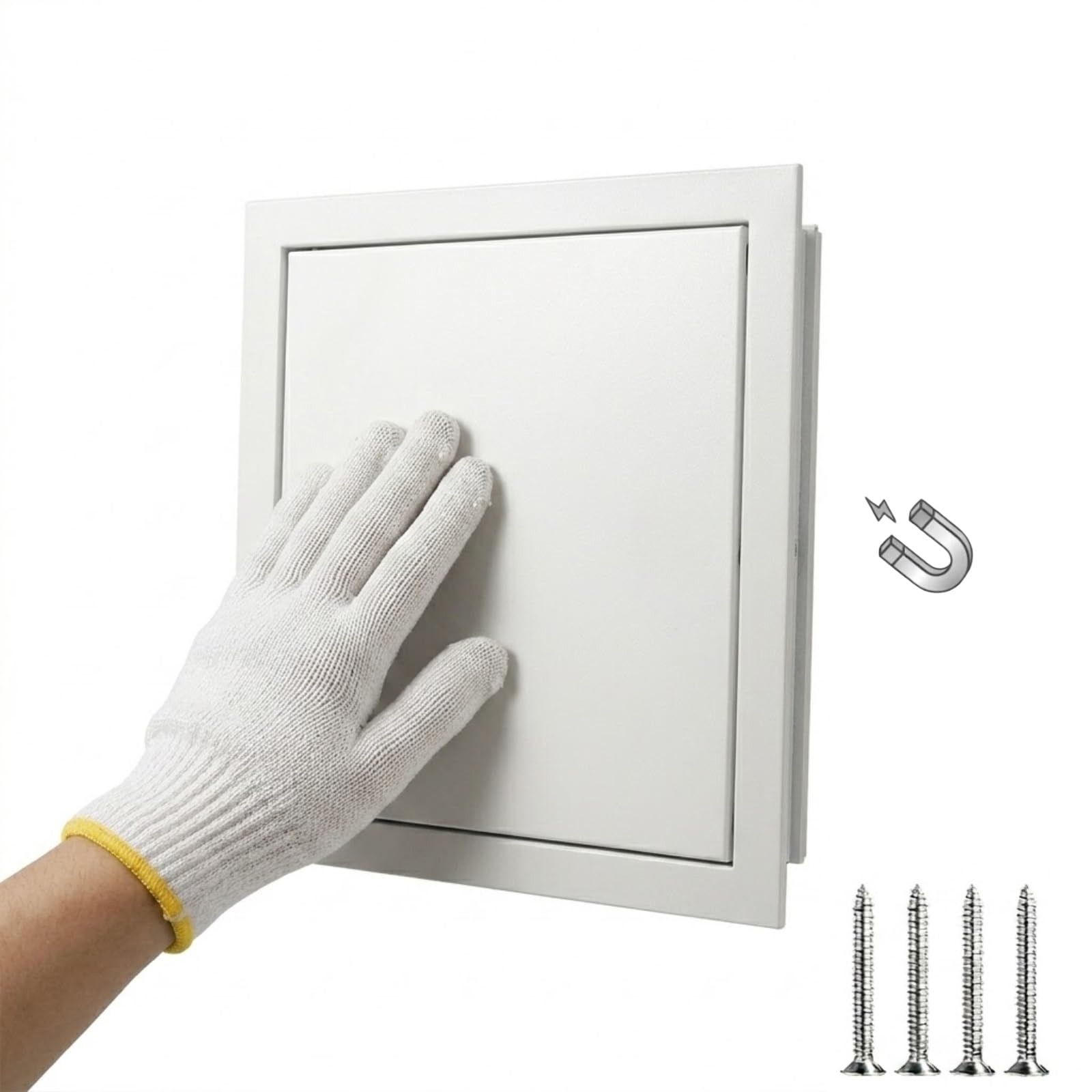 Tapa Cuadro Electrico Trampilla de Inspección Panel de Acceso Pladur Cubre Contador Luz Puerta Magnética Metal Empotrado Techo Aluminio Blanco, Multi-Talla 15x15 a 60x60 cm(White,300x400mm)