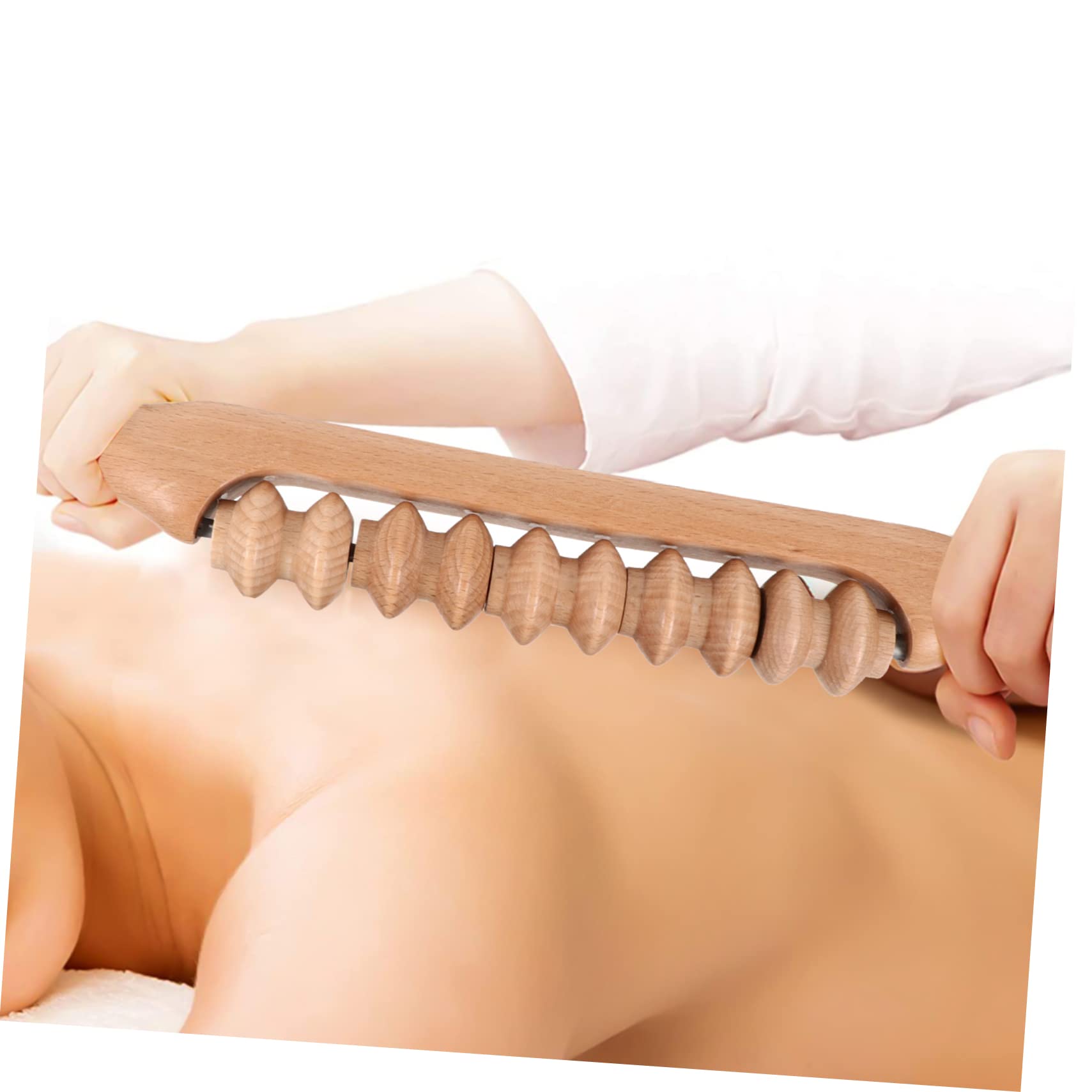 Holzrollenmassagegerät Massagestab für Beine und Schultern in Beige