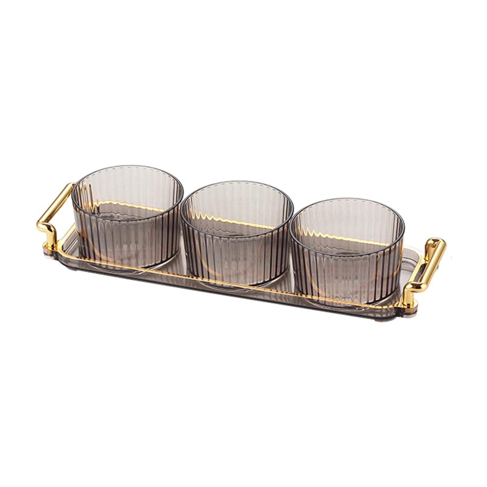 Merishopp Divided Serving Platter Nuts Tray with Base Dried Fruit Plate Serving Dishes 3 Grid Gray-image-28