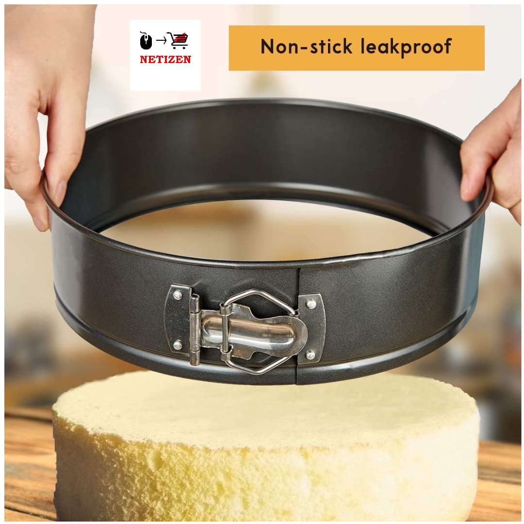 NETIZEN Carbon Steel Spring Form Cake Mould Pan Set/Baking Tray/Removable Mould Tray (Set of 3, Black) 4