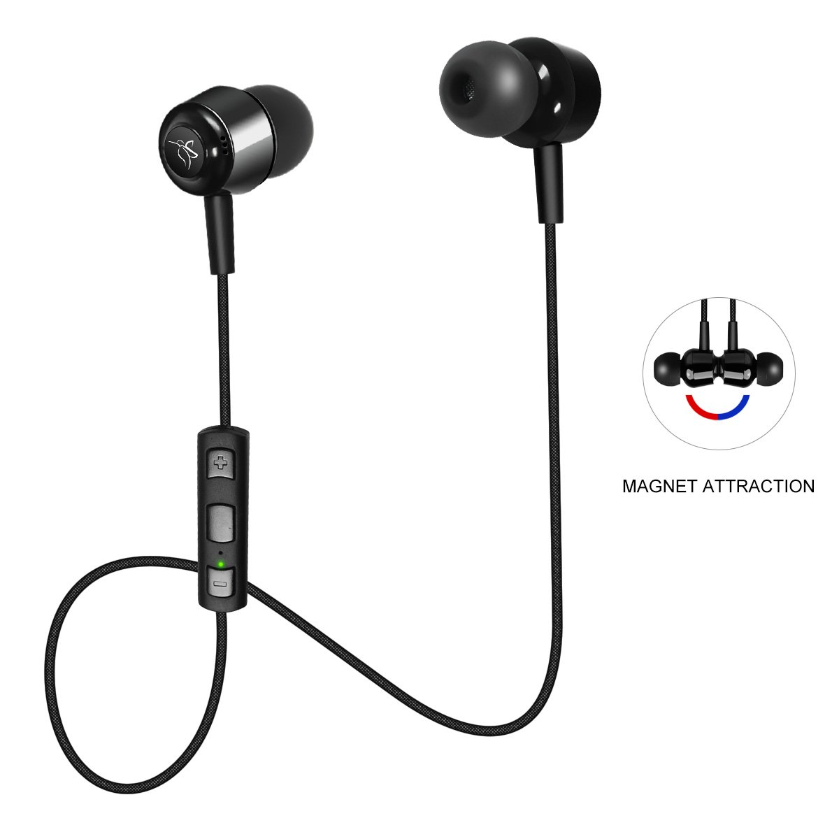 Bluetooth Headphones Stereo Headset Magnet Attraction for iPhone Android Smartphones And Other Bluetooth Devices (Black)
