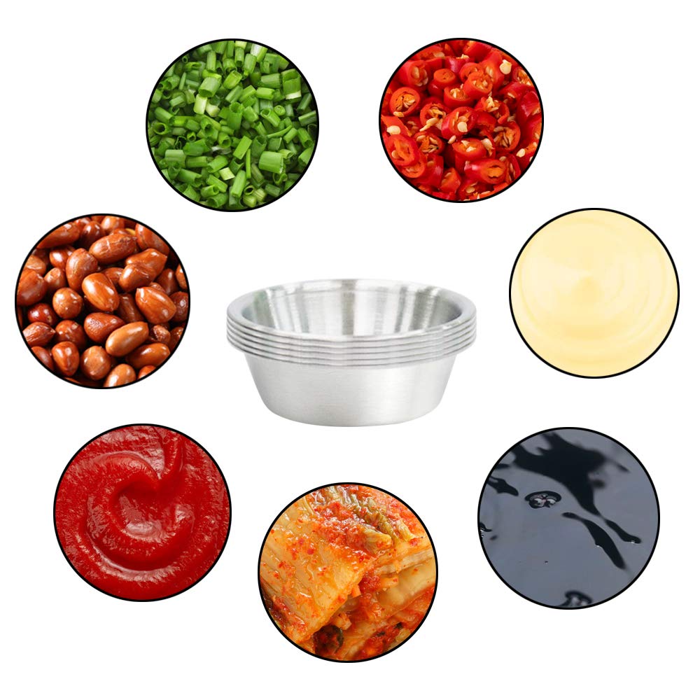 Set 10 Piattini Per Salse In Acciaio Inox, 65 Ml, Ciotoline Per Condimenti, Sushi, Antipasti, Lavabili In Lavastoviglie, Argento