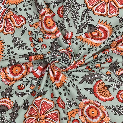 Image of elanorhomes Fulwari Garden Single Bedsheet - Ultra Soft Pure Cotton | Traditional Indian Print | Premium 240 TC 60x90 inches | 1 Matching Pillow Cover