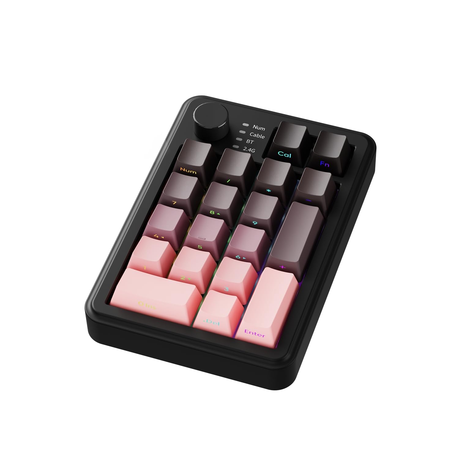 EWEADN NK20 - Teclado numérico mecánico retro inalámbrico con perilla, conexión Bluetooth/2.4GHz/USB-C con retroiluminación RGB, almohadilla numérica intercambiable en caliente, almohadilla externa