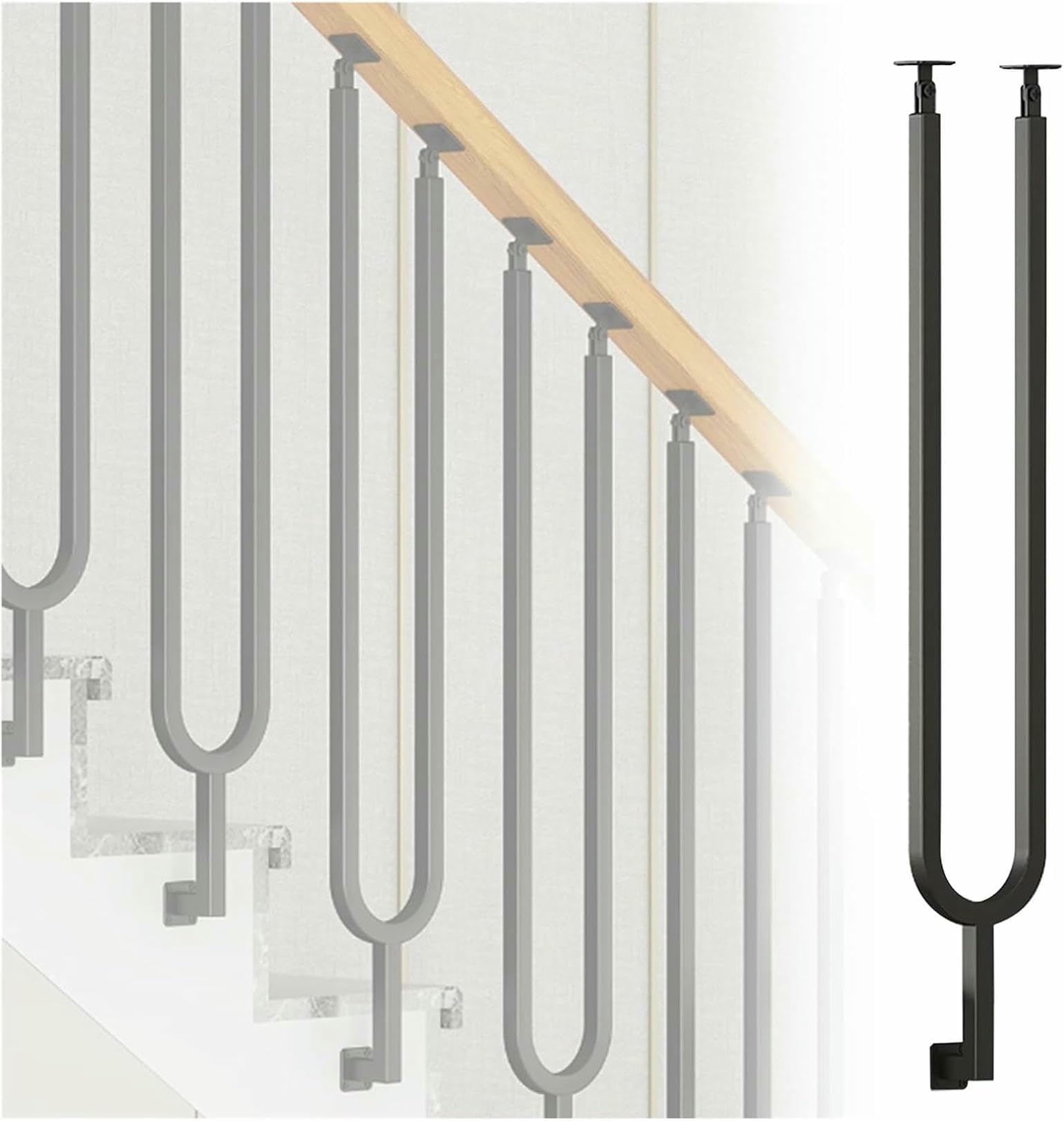 Barandilla ajustable de metal negro ideal para escaleras de altillos o accesos al garaje