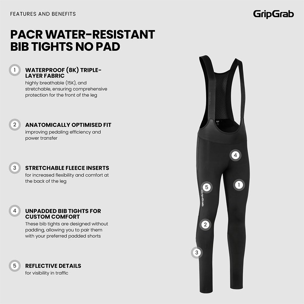 GripGrab Gripgrab Pacr Wasserabweisende Bib Tights Trägerhose Ohne Polster - Spodnie na szelkach kolarskich Mężczyźni