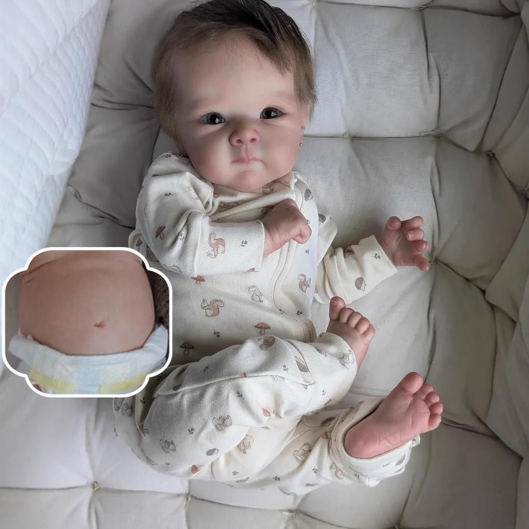 RXDOLL Lifelike Reborn Baby Dolls Silicone Full Body 18 inch Realistic Newborn Baby Girl Doll Real Life Baby Doll Anatomically Correct Girl Washable for Xmas Gifts