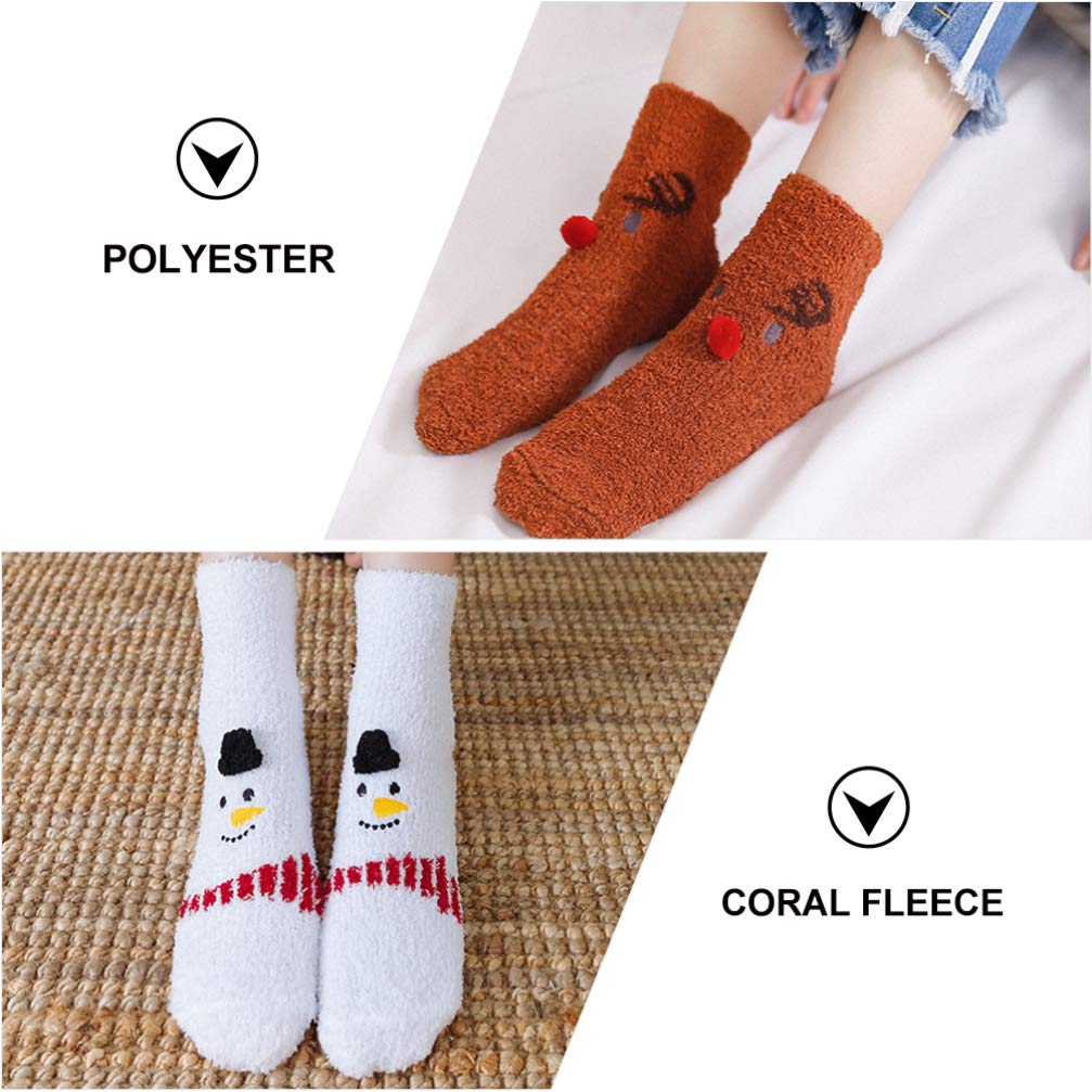 IMIKEYA 6 paia Calzini Di Natale In Corallo Pile Calze Termiche Design Del Cartone Animato Protezione Freddo Comodi Morbidi per Famiglie