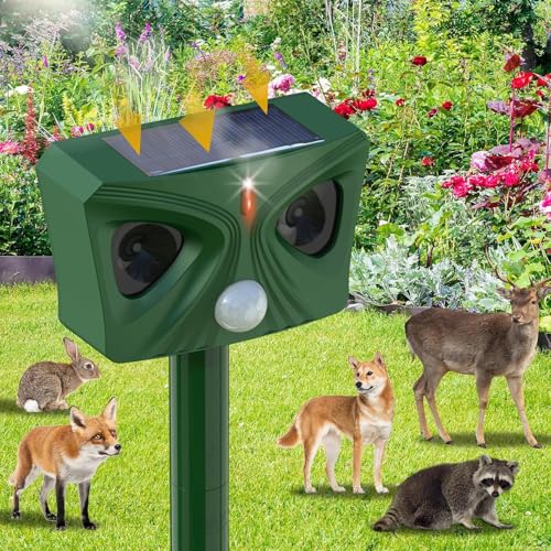 5 Modi Katzenschreck Ultraschall, Katzenschreck für Garten mit LED-Blitz und PIR-Bewegungssensor, Katzenabwehr Solar Ultraschall Tiervertreiber, Katzenabwehr Garten, Abwehrmittel für Haustiere