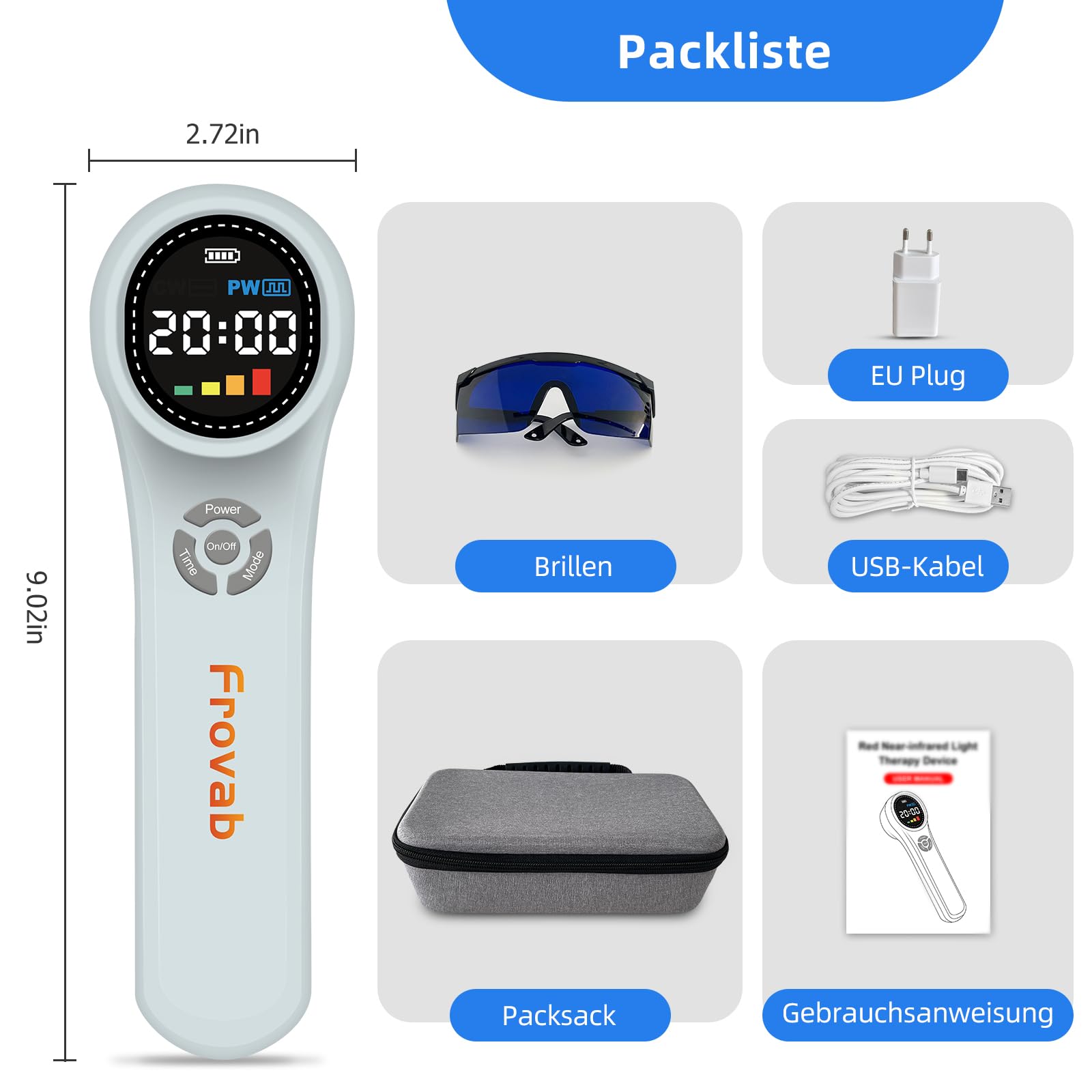 Rotlicht Therapie Gerät Infrarotlampe 4x980nm+4x810nm+16x660nm Tragbares Rotlichtlampe Gerät Rotlichttherapie Handgerät zur Schmerzlinderung zu Hause für Rücken,Knie, Schultern, Muskeln