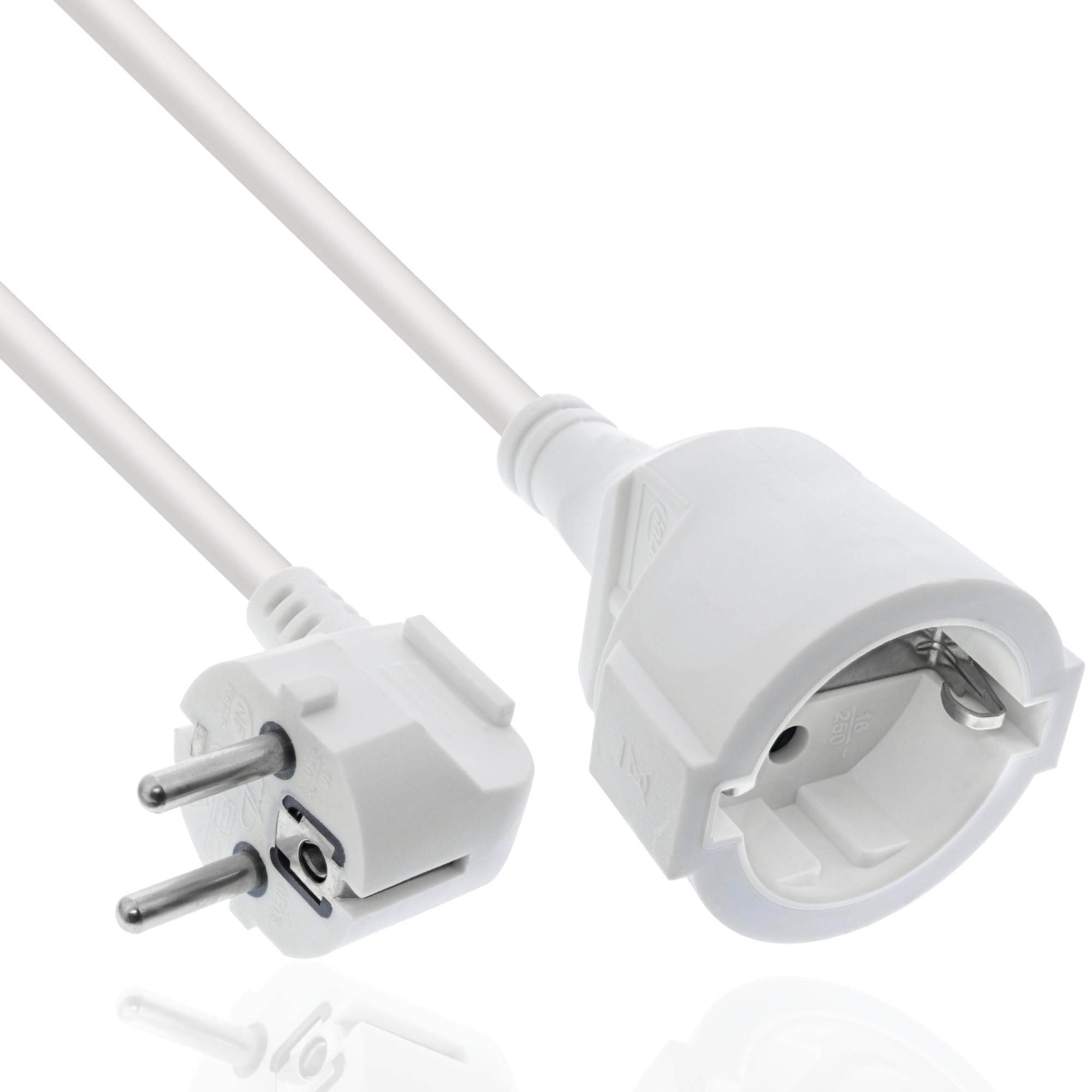 InLine 16401U przedłużacz, kabel zasilający, 1,5 m, wtyczka z zestykiem ochronnym, zagięta/gniazdo, do wnętrz, zwiększona ochrona przed dotykiem, kolor biały