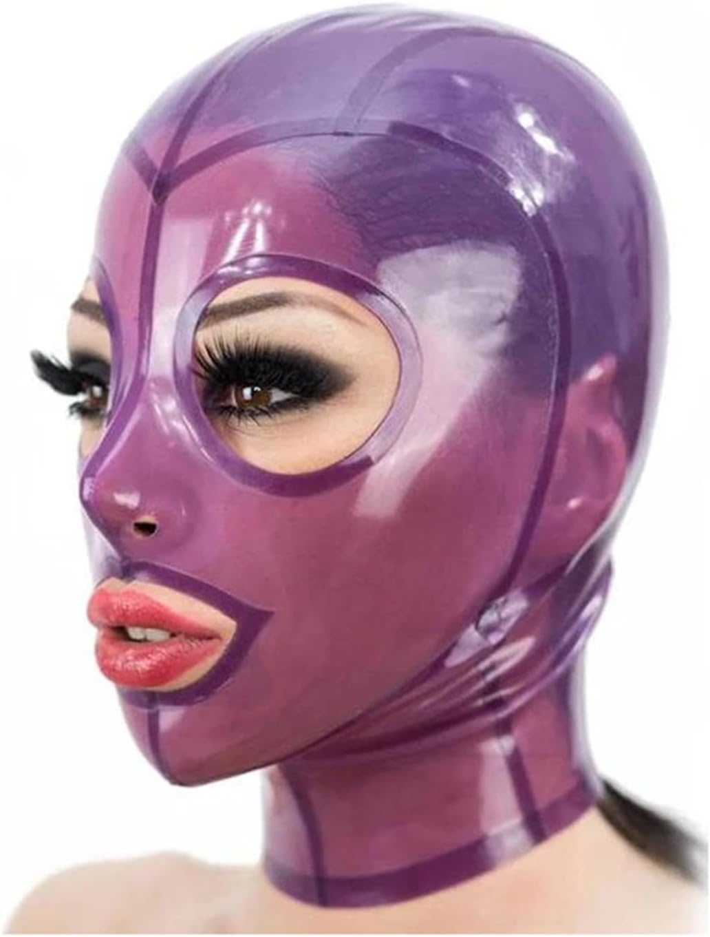 Transparent Latex Head Cover Rubber Masks Open Eyes Mouth Latex Hood Special Cool BDSM Fetish Cosplay Party
