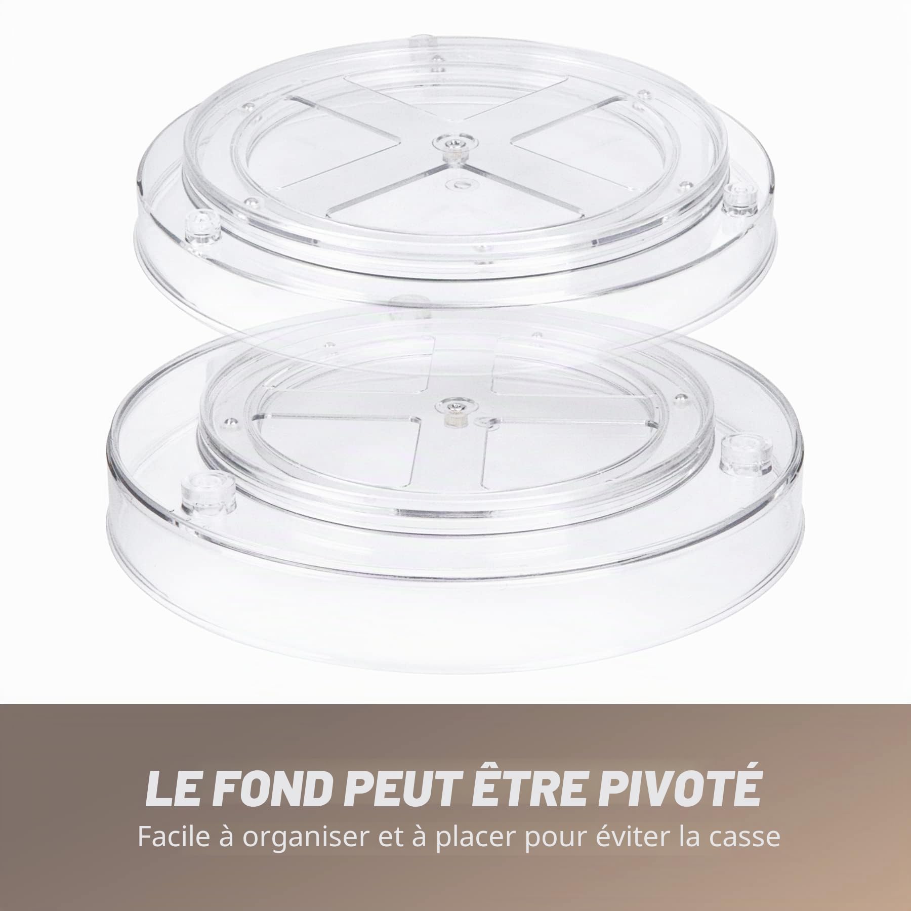 Spesh Lot de 2 Lazy Susan Plateau Tournante de Cuisine Plateaux de Rangement Rotatifs à 360° pour Cuisine et Salle de Bain(27 X 4,6 cm)