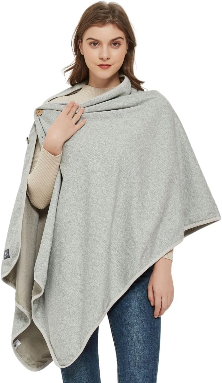 EMF Poncho Blanket, 5G, Wearable Faraday Blanket, RF Shielding, WiFi Blocker, EMF Clothing 28" x 72", Black/Grey