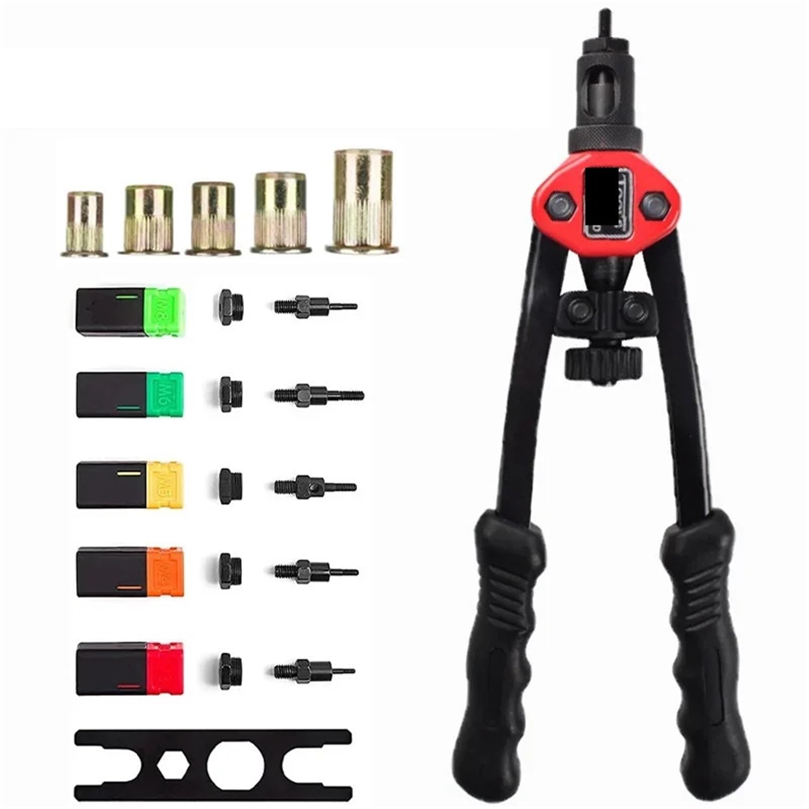 Kit d'Outils à Rivets Aveugles Professionnel Outil de pose d'écrous à riveter à mandrin, kit d'outils de pose d'écrous à riveter robustes, outil de rivetage fileté, riveteuse manuelle à insert fileté