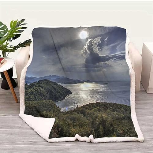 Miniatura 2 de Cobijas Calientes para Invierno Coastline - Mantas de picnic suaves y acogedoras para sofá, dormitorio, tamaño pequeño, 31.5 x 47 pulgadas