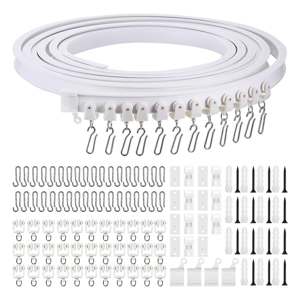 CTRLZS Flexible Bendable Ceiling Curtain Track 9.8ft/16.4ft(5m), Ceiling Mount Room Divider