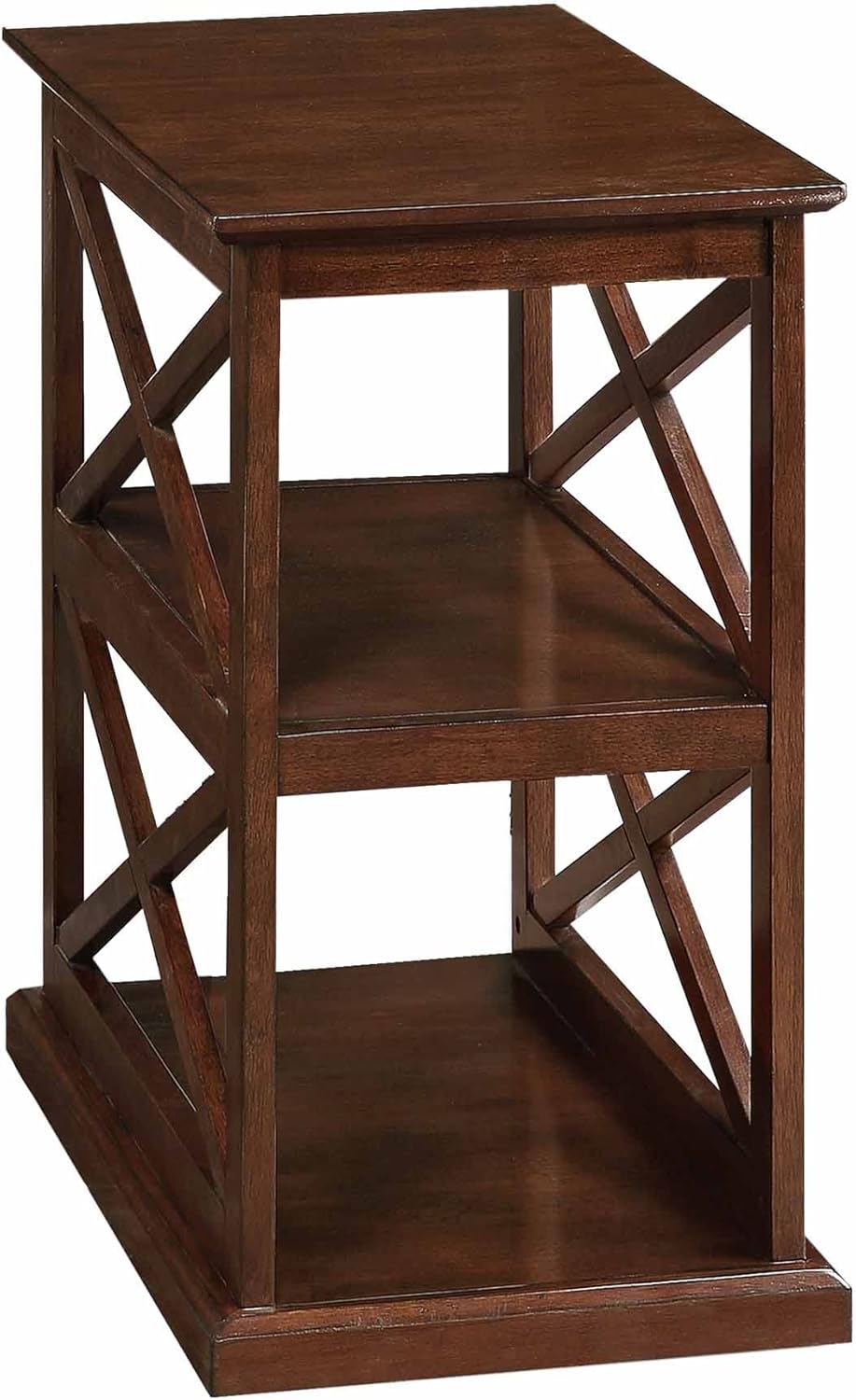Convenience Concepts Coventry Chairside End Table 14" - Farmhouse Narrow Side Accent with Storage Shelves for Transitional, Modern Living & Family Room, Espresso