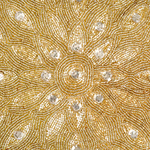 Hand Beaded Decorative Pillow Cover -16x16 Inch - Gold, Handwoven Pillow, Handmade by Skilled Artisans, A Beautiful and Elegant Accessory to Dress up Your Couch, Sofa and Bed - Only Cover - 2 Pack