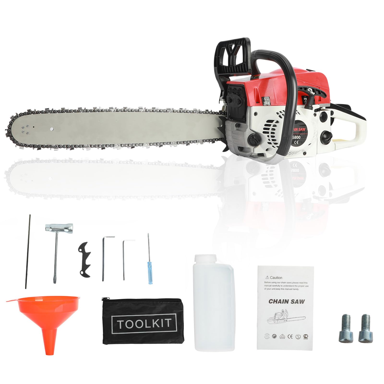 20 Inch Gas Chainsaw, 58CC 2-Stroke 3.2HP Gas Powered Chainsaw with Automatic Oiler, High-Power Logging Saw for Wood Cutting and Tree Trimming